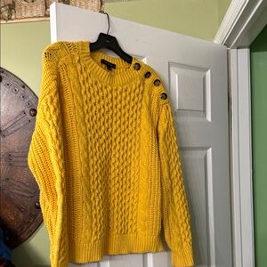 Ann Taylor Mustard Cable Knit Sweater